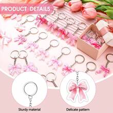 6/12pcs Pink Bow Acrylic Keychains, Baby Shower Party Favors, Gender Reveal Party Keychains, Bag & Phone Charms, Classroom Rewards, Cute Cartoon Baby Shower Party Decorations - Multicolor - View 4