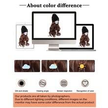 Women's Knitted Knitted Hat Wig - Curly Style (Ombre Misty Blue), Soft Synthetic Fiber Material, Cute Fox Embroidery Design, Suitable For Daily Wear, Casual Outings And Quick Styling In Winter - Multicolor - View 7