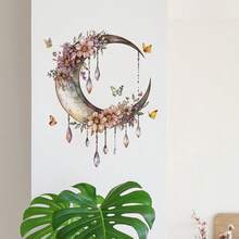 1件水彩花卉、月亮、蝴蝶3D水晶墙贴，防水防油PVC材质，适用于斋月、卧室、厨房、客厅 - 彩色 - 查看 5