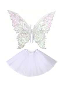 仙女服装套装，配有蝴蝶和四叶翅膀以及薄纱裙，适合公主派对角色扮演、节日服装道具、嘉年华等场合。 - 彩色 - 查看 14