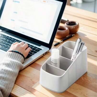1pc Multi-Functional Open Design Storage Box, Portable Desktop Organizer, Suitable For Remote Controls, Office, Living Room, Cable Management, Space-Saving Home And Desktop Storage Solution, AC Remote Control Holder, Desktop TV Remote Control Box, Remote Control Cover