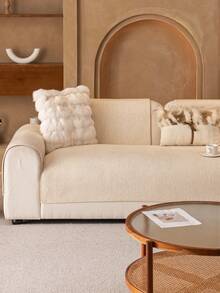 1 tấm bọc ghế sofa bằng vải chenille màu trơn, thân thiện với thú cưng, chống trượt, chống bẩn, mềm mại và thân thiện với da, đa năng dùng trong nhà và ngoài trời, phòng khách, phòng ngủ, trang trí ngày lễ, bảo vệ ghế sofa, phù hợp với ghế sofa 1/2/3/4 chỗ ngồi - Màu be - Xem 5