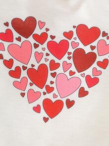 可爱女宝宝夏季时尚连体衣套装，白色卡通爱心印花圆领荷叶袖连体衣配爱心印花发带，爱心印花圆领短袖连体衣配纯红色发带 - 彩色 - 查看 7