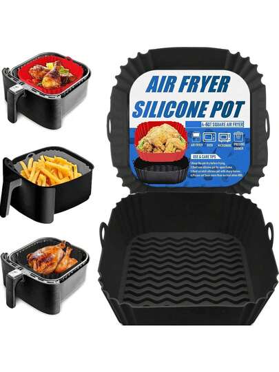 1个硅胶空气炸锅垫烤盘烤箱垫烤盘，适用于煎锅，易于清洁且可重复使用，耐热不粘烤盘