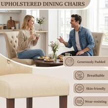Dining Room Chair Set Of 2, Kitchen Chair, Living Room Chair, Upholstered Chairs With Solid Wood Legs - Beige - View 5