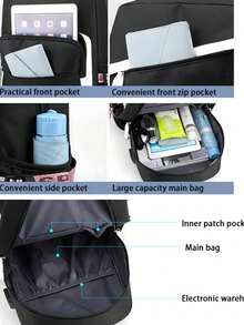 Pokémon Cute Anime Fashion Backpack, Large Capacity Outdoor Backpack, Durable Nylon Material, Suitable For School, College, Travel, Back To School Gift, School Supplies - Multicolor - View 10