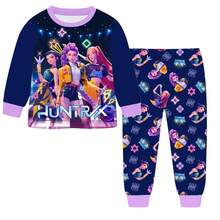 2pcs K-Pop Girl Group Pajama Set, Long Sleeve Sleepwear Top + Pants, Ages 6-10 - Purple - View 1