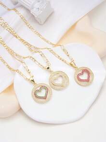 1pc Minimalist Luxury Round Heart Pendant Necklace, Suitable As Gift For Friends, Family, Best Friends, Gold Jewelry, Can Be Used As Valentine's Day Gift