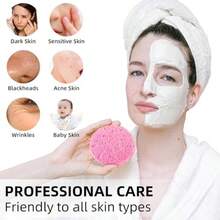 50-Count Compressed Facial Sponges 100% Natural Cellulose Cosmetic Spa Sponges For Daily Facial Cleansing Makeup And Mask Removal Exfoliating Skin Massage Pore Exfoliation 50 Count (Pink ) - 50 Count Pink - View 3