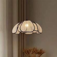 1个30厘米/50厘米新款中国侘寂禅意花瓣灯罩，编织复古吊灯灯罩，由11片花瓣组成，E26/E27灯座，适用于餐厅、客厅、卧室、书房、走廊等场所，可用作装饰吊灯或节日装饰灯。仅含灯罩，不含光源。 - 彩色 - 查看 11