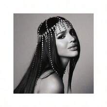 New Shiny Rhinestone Women Tassel Hair Chain Fashion Rhinestone Headpiece Hair Accessories For Stage Performance - 彩色 - 查看 1
