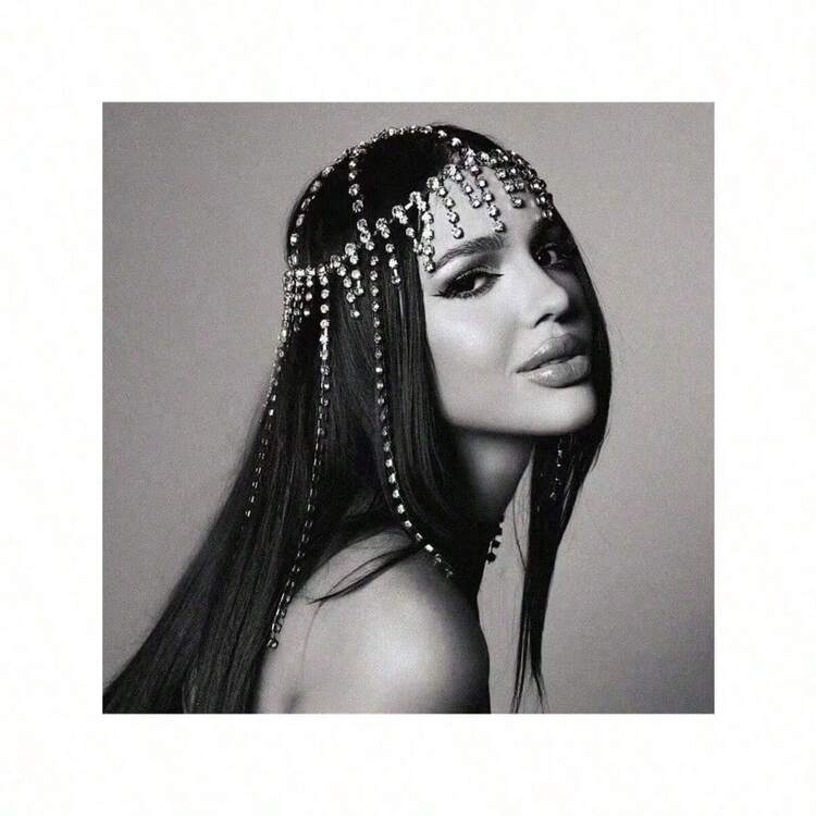 Nuevo accesorio para el cabello de mujer con cadena de borlas y brillantes de rhinestone, diadema de rhinestone de moda para accesorios de cabello para actuaciones en el escenario - Multicolor - Añade 1