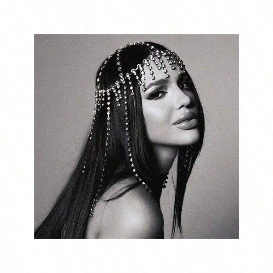 New Shiny Rhinestone Women Tassel Hair Chain Fashion Rhinestone Headpiece Hair Accessories For Stage Performance - 彩色 - 查看 1