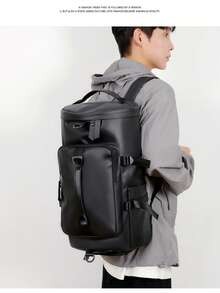 Korean Style Backpack Gym Bag With Separate Shoe Compartment - Large Capacity Waterproof Yoga Tote Bag, Unisex Lightweight Sports Bag For Outdoor Short Trips - 灰色 - 查看 3