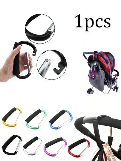 1pc Heavy Duty Black Stroller Hook - Secure Grip, Multi-Purpose Bag Hanger For Diaper Bag, Wallet, Shopping Bag, Stroller And Cart - Frees Up Hands For Walking And Shopping