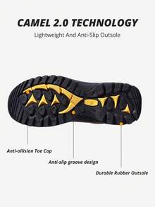 CAMEL CROWN 男士徒步鞋，耐用、防水、减震、防滑、缓震、厚底、增高，适合冬季露营和徒步旅行 - 深卡其 - 查看 2