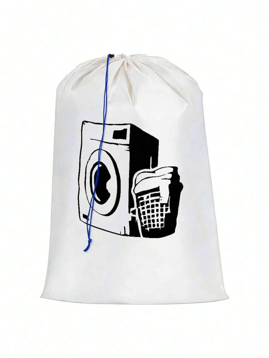 1pc Durable Laundry Bag, Drawstring Closure Dirty Clothes Storage Bag, Washable & Reusable Large Washing Basket Liner