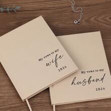 Elegant Wedding Vow Books His And Hers - 2 Packs 2026 Year His & Hers Book - Linen Hardcover Bride And Groom Notebook For Ceremony Vows - Bookmark & Lined Pages - Renewal & Wedding Must Haves