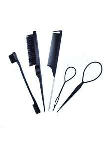 3pcs Smooth Hair Brush Set, Includes 1 Edge Brush, 1 Hair Brush, 1 Tail Comb, And 1 Fluffy Brush For Flyaways, Pink - Multicolor - View 16