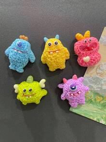 2/5pcs Monster Fridge Magnets, Funny Cute Monster Fridge Stickers, Cartoon Ugly Resin Creature Fridge Magnets, Creative Cabinet Decor, Cool Gift For Boys, Kids And Teens, Home Decor Party Favor, Holiday Gift - Plush Monster - View 11