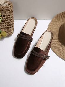 女士法式轻便平底拖鞋，春夏休闲软底凉鞋 - 咖啡棕 - 查看 8