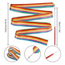 2 Stücke 6.5ft bunte glänzende Sternentänzer-Bänder, geeignet für Gymnastik, Kunstaufführungen, Fitness, Gymnastik-Banddekorationen - Verschiedenfarbig - Übersicht 6