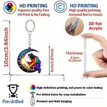1pc 2D Acrylic Welded Keychain, Suitable For Car Keys, Phones, Bags, Wallets Decoration - Multicolor - View 8