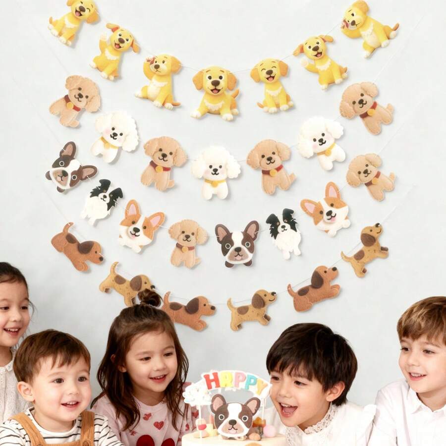 宠物狗拉旗，生日派对装饰横幅悬挂配件，适用于博美犬、柯基犬、比格犬、贵宾犬、金毛寻回犬、拉布拉多犬、斗牛犬 - 彩色 - 查看 1