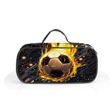 Unisex Football Printed Pencil Case With Compartments, Suitable For Pens, Keys, Phones, Coins, Small Items, Multipurpose For School, Home, Gifts, Vacation, Holidays (Back To School, Christmas) - 金色足球二 - 查看 4