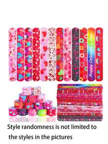 8pcs Valentine's Day Clapping Bracelets, Rubber Wristbands, Valentine's Party Favors, School Classroom Gift Fillers, Classroom Exchanges, Birthday Giveaways, Game Prizes, Party Supplies - Multicolor - View 5