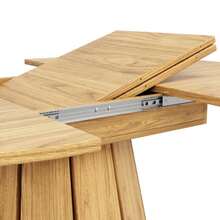 Extendable Dining Table, Kitchen Table, Balcony Table, Wooden Table. Round Table Extends Into An Oval Shape, 118-158 Cm, Seats Up To 6 People, Made Of Wood. - Camel - View 3