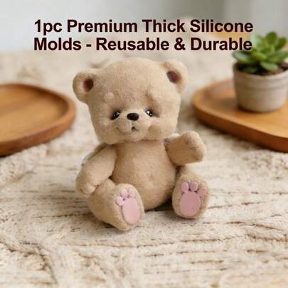 可爱天使熊粉色爪垫硅胶蜡模 - DIY香薰蜡烛及装饰蜡烛工具，情人节、母亲节、圣诞节、生日礼物的完美之选，可重复使用，易于脱模