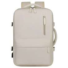 Waterproof Expandable Backpack For Notebooks, Travel, Executive, School, Reinforced, Large Capacity With USB Port, Unisex - Beige - View 2
