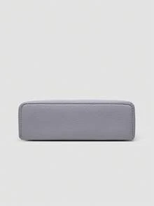 1 pieza de bolso de hombro cuadrado de PU con textura de lichi en color sólido, pequeño, adecuado para combinar con la moda diaria. - Púrpura malva - Ver 6