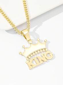 1件经典欧美风格铜质嘻哈之王限量版吊坠项链，适合作为圣诞节、感恩节、万圣节、母亲节、情人节、送给朋友、圣餐礼、日常佩戴、祈祷的礼物。