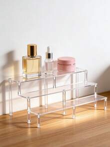 1 قطعة منظم مكياج من الأكريليك، رف عرض شفاف متعدد الطبقات، مناسب للعطور والمجوهرات ومستحضرات العناية بالبشرة والمستحضرات التجميلية، للحمام والغرفة والديكور المنزلي، هدية عيد الحب - شفاف - مشاهدة 4