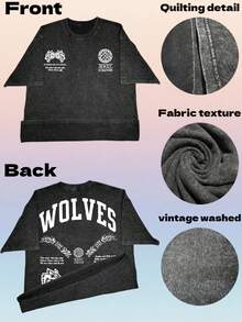 2026Darc Wolf Costume Retro Washed Men's T-Shirt, Perfect For Fitness And Weight Training, Loose-Fitting Summer Gym T-Shirt, Featuring 3D DesignDarc Sports Design Looseandcomfortable,Casualandeasy-Goin,Whitetops,Valentinesdayoutfit,Mardigras,Summertops,Clearancesaleforwomen,Valentineoutfitsforwomen,Womentops, Fairycore, , Outfitselegantdewoman - Black - View 6