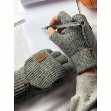 1 Pair Of Comfortable Thick Knitted Spring Gloves Spring Fingerless Gloves For Men Women - Mittens Finger Wool Gloves With Flip Touch Screen Compatible Soft And Breathable - Hand Washable Unisex Accessories Spring Gloves - A - Xem 7