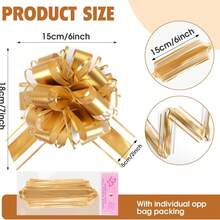 20 PIEZAS Lazos grandes de 6 pulgadas, Lazos dorados para envolver regalos, Lazos de cinta para decorar cajas o flores para fiestas, bodas, perfectos para decoración navideña o del Día de San Valentín - Multicolor - Ver 2