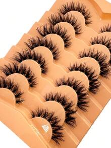 HBZGTLAD 假睫毛 蓬松貂毛假睫毛 猫眼妆效 22毫米 纤长8D浓密型假睫毛条 7对装 - 自然纖長款 - 查看 3
