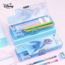 Disney Frozen Elsa Liquid Glitter Stationery Box, Multifunctional Student Pencil Case With Sharpener, Automatic Pencil, Double Layer Pen Bag - DM28118F - View 5