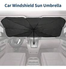 Parasol para coche Parasol para parabrisas de automóvil con funda de almacenamiento de cuero, adecuado para todas las cubiertas de parasoles de automóvil - Pequeño - Ver 3