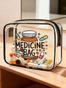 新款透明洗漱包 - 旅行必备,便携式拉链旅行洗漱包,透明PVC材质,防水收纳袋,透明收纳袋,带数据线和USB接口收纳袋,可存放药品、医疗包等。药袋、药盒、药盒、药瓶、药罐、医院包、急救包、药品收纳袋、药品整理袋、旅行必备旅行包、度假必备 - 彩色 - 查看 4