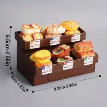 OBOVAY 1 Set Mini Estante para Pan + Comida + Plato + Clip, Estante para Pan Vertical, Estante para Pan de Gabinete, Comida en Miniatura Exquisita, Modelo en Miniatura de Pan, Modelo de Decoración Pequeña de Pan y Postre de Resina, Adecuado para Decoración de Casa de Muñecas, Pequeño Regalo para Pastelería, Estilos de Comida Aleatorios - Multicolor - Ver 10