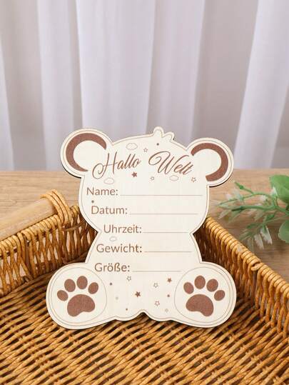 1pc "Hello World" Wooden Birth Announcement Plaque, Gender Reveal Card, Modern German "Hallo Welt" Welcome Sign, Suitable For Newborn, 1st Birthday And Christening Gifts, Baby Shower Decor, Personalized Wooden Frameless Keepsake, Can Print Name, Date, Height And Weight, Photography Prop, Home Decor, 1st Birthday Party Decoration, Baby Shower Gift, Gender Reveal Decor, Baby Party Decoration, 1st Birthday Gift