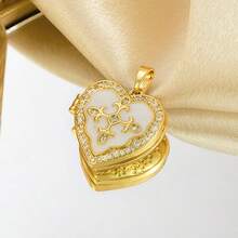 1pc Fashionable Heart Shaped Pendant, DIY Pendant, Niche Design High-End Creative Colorful Enamel Photo Box Copper Gold-Plated Necklace Pendant For Women