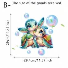 1/3片装可爱夜光海龟墙贴，适用于浴室、卧室、客厅装饰，防水PVC自粘材质，易于清洁 - 彩色 - 查看 14