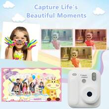儿童即时打印相机，拍摄即印，益智拼图玩具，便携式旅行相机，带视频和音乐功能的数码自拍相机，3-12岁儿童的完美礼物 - 彩色 - 查看 9