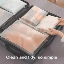 2/3/5/10pcs Travel Storage Bags, Transparent PVC Clothes Organizer Bags, Waterproof Zipper Lingerie Packing Cubes, Transparent Sealed Underwear Storage Boxes, Travel Luggage Bags - White - View 4