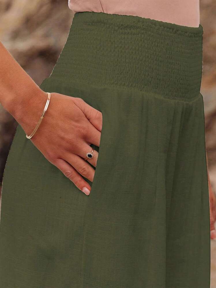 High Waist Loose Wide Leg Casual Pants For Women, Autumn New Arrival - Dark Green - View 5